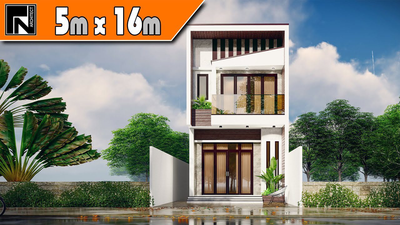 Thiết kế nhà lệch tầng 5x16m 2 tầng 3 phòng ngủ cho anh Thành – Phú Yên | Kiến trúc TN